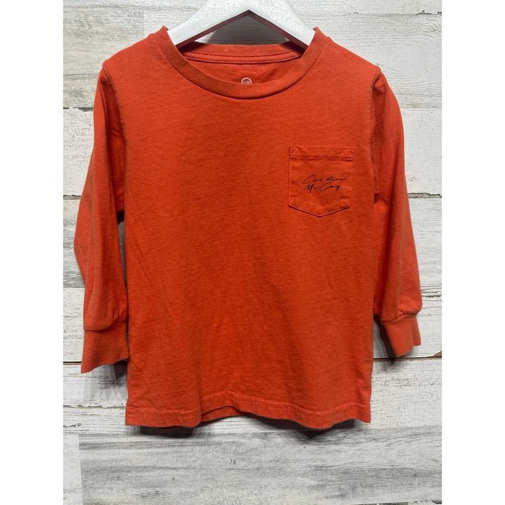 Cardin McCoy Graphic Tee Boys 4 Orange Mr Fix It Long Sleeve EUC - Picture 2 of 2